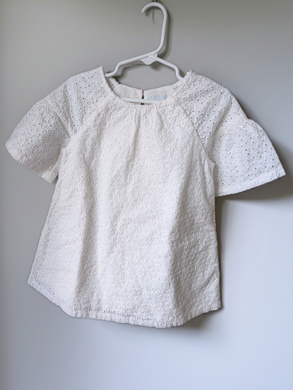 White Eyelet Short Sleeve Top